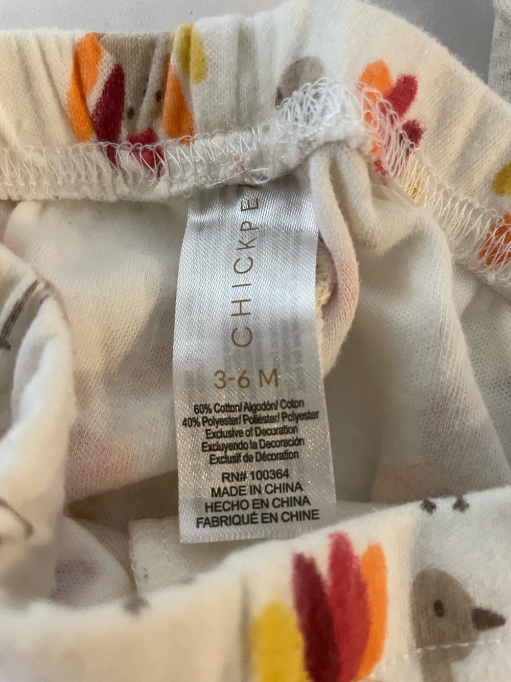 Chickpea My First Thanksgiving Baby Turkey Outfit 3-Piece Set 3-6M - Picture 3 of 3